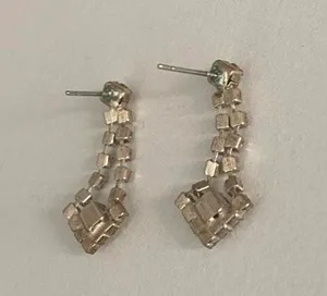 Diamond Dangle Earrings Silver thumbnail 2