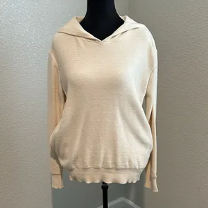 &merci Cream Hooded Sweater opens in back with side pockets thumbnail 6