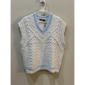 Jaded London Ecru Knitted Vest Cable Knit Preppy Tennis Streetwear‎ Size Large thumbnail 2