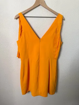 Amanda Uprichard‎ Allora Dress in Koi Yellow Orange Sleeveless Tie Strap Mini L thumbnail 4