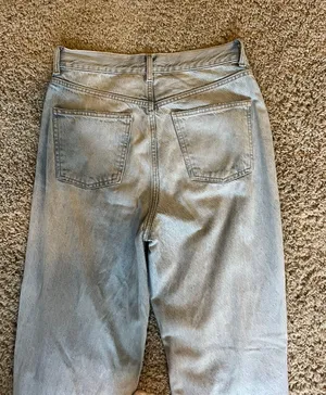 ZARA Light Wash Wide Leg High Waisted Ripped Jeans thumbnail 10