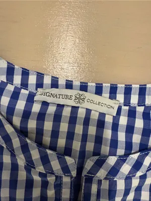 Blue Gingham Embroidered Women’s Blouse thumbnail 2