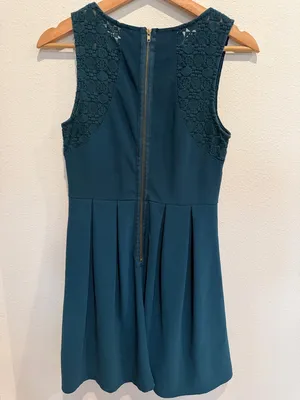 Altar'd State Teal Lace-Panel Fit & Flare Mini Dress thumbnail 4