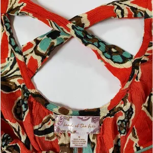Band‎ of the Free Teresa Tangerine Floral Tank Mini Dress Medium Orange Boho thumbnail 10