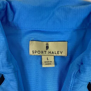 Sport Haley Shirt Womens Large Blue Sleeveless Golf Polo Performance Stretch thumbnail 3