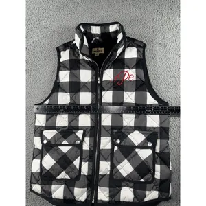 Woolrich Vest‎ Women Large Duck Down Plaid Quilted Puffer Full Zip Classic thumbnail 3