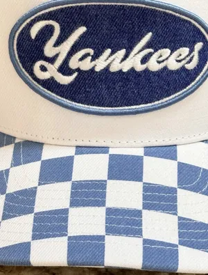 New Mitchell & Ness MLB NY Yankees checkered & denim classic snapback hat thumbnail 4
