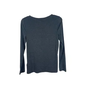 Lauren Ralph Lauren Women’s Dark Gray Scoop Neck Long Sleeve LRL Logo Top M thumbnail 3