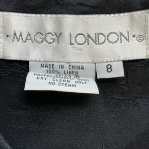 Maggy London 100% Linen Black Embroidered Maxi Dress Short Sleeve Size 8 thumbnail 4