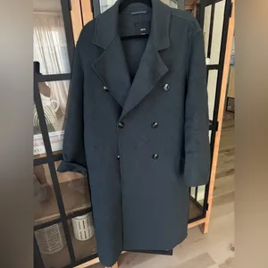 Mango wool coat oversized charcoal long handmade lapel vneck collar pockets thumbnail 5