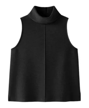 NWT OGL Turtleneck Split Hem Top Black FuzzLuxe Scuba Fabric Size Medium thumbnail 1