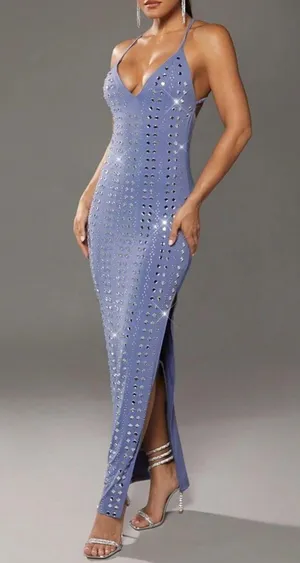 Boutique New Dusty Blue Maxi Dress thumbnail 1