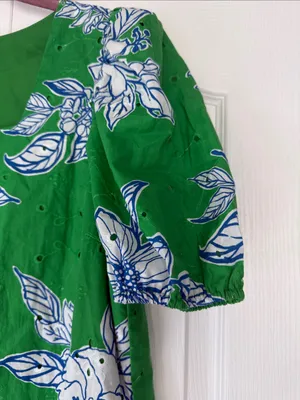 entro Green Floral Mini with White & Blue Print Boutique Dress thumbnail 5