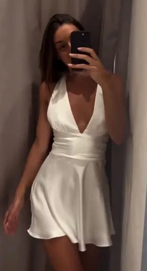 ZARA dress mini halter White satin Bow wedding party coctail bridal shower thumbnail 3
