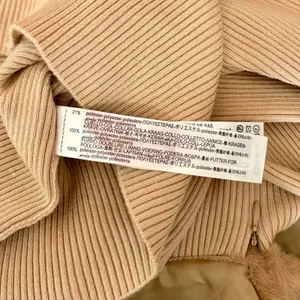 NWT!! ZARA Faux Fur Lapel Knit Sweater Tan‎ Light Brown Zipper Pullover Small thumbnail 13