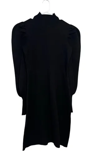 Melonie T Black Mock Neck Puffed Sleeve Sweater Dress Size S thumbnail 1