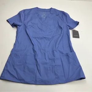 Jaanuu Ceil Blue Scrub Top Womens Size Small Relaxed V-neck Pockets J96124 NEW‎ thumbnail 1