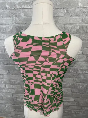 Princess Polly Pink & Green Checkered Stretchy Tank Top thumbnail 3