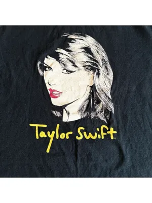 Taylor Swift 1989 red lipstick script black t-shirt Size L thumbnail 2