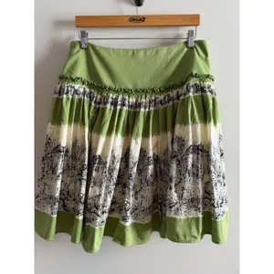 Anthropologie style Green Toile Print Cotton Boho Peasant‎ Skirt Cottagecore thumbnail 8