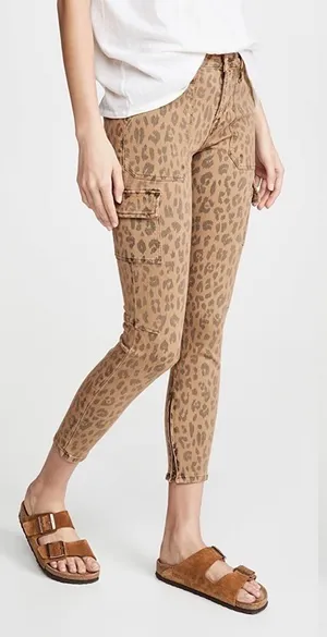 FRAME Cheetah Cargo Skinny Jeans Stretch Mid-Rise‎ Cropped Size 28 NWT thumbnail 1