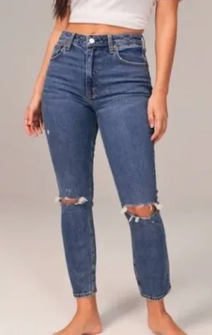 Abercrombie & Fitch Curve Love High Rise Skinny Jean Distressed 8L thumbnail 1