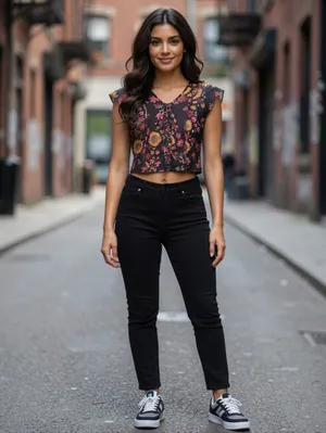 Miss Selfie Floral Sleeveless Blouse Size XL thumbnail 7