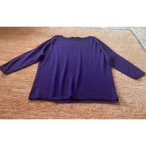 Coldwater Creek Purple Wool Blend Boatneck Cropped Sleeve Sweater Size 10-12 /M thumbnail 6