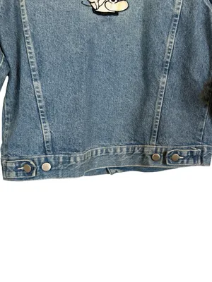 Vintage Disney Channel Mickey Mouse Logo Denim Jean Jacket USA Made Size Medium thumbnail 7