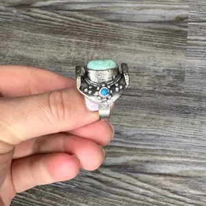 Turquoise Womens Adjustable Ring Bulky Western Blue Stones Silver One Size OS thumbnail 5