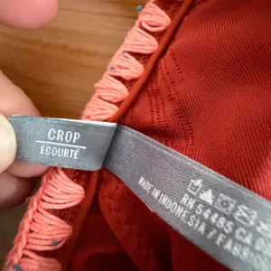 Aerie Bikini Set Rust Orange High Neck Crochet Top M Striped Side Tie Bottoms L thumbnail 9