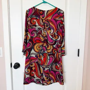 Anthropologie 3/4‎ Sleeve Swirl Mini Dress Small Lightweight Lined Unique thumbnail 5