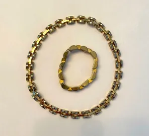 Vintage gold chunky necklace and bracelet thumbnail 3