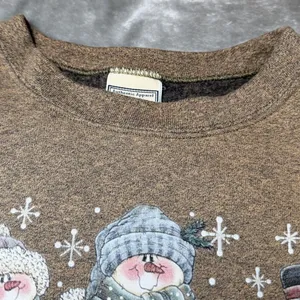 Vintage Lee Womens Size XL Heavyweight Christmas Snowman Sweatshirt Brown Winter thumbnail 6