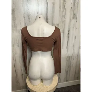 Brown long sleeve crop top Brown Size M thumbnail 5