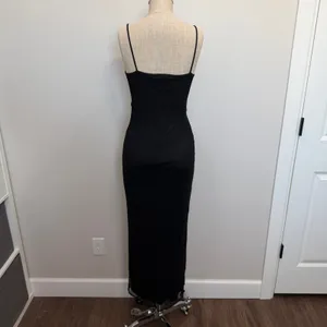 Vintage Monster Girl Medium Maxi Dress Black Rose Floral Mesh Overlay 90s Goth thumbnail 7