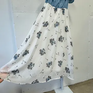 MOM Maternity Ruffle Floral Maxi Dress Small Tie Strap Off Shoulder Mixed Media thumbnail 5