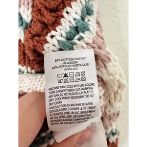 Lucky Brand Striped Crochet Open Knit Cardigan Sweater Size L thumbnail 5