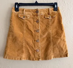BDG Mustard Corduroy Button-Front Mini Skirt thumbnail 1