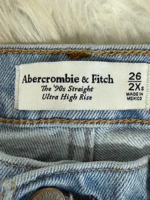 Abercrombie & Fitch 90s Straight Ultra High Rise Jeans Size 2 XS 26 Distressed thumbnail 5