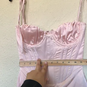 HOUSE OF CB 'Alma' Blush‎ Pink Satin Corset Midi Dress NWOT size XS thumbnail 7