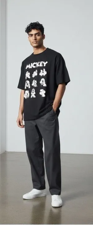 Disney Mickey Mouse Black White Graphic Short Sleeve Tee M (18” PTP) thumbnail 1