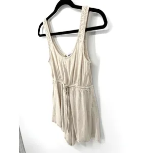 Princess Polly Romper Sleeveless Boho Size 4 Oatmeal Beige Smocked Strap Keyhole thumbnail 3