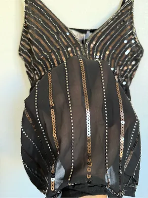 NWT LIC Lizette Collection Black Sequin Beaded Peplum Cami Tank Top S Party Glam thumbnail 3