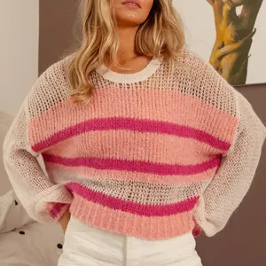 NWT BiBi Hollow Out Yoke‎ Detail Striped Sweater thumbnail 7