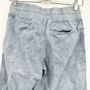 Athleta Womens Chambray Blue Cabo Linen Wide Leg Coastal Beach Travel Pants‎ 0 thumbnail 7