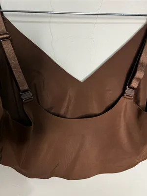 True & Co Chocolate Brown Triangle Wireless Seamless Comfort Bra‎ thumbnail 4