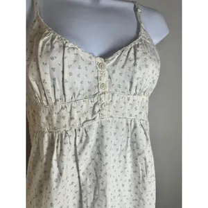 Brandy Melville Arianna Floral Dress White Sage Green Ditsy Cotton Mini XS S thumbnail 4