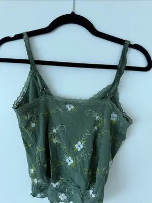 Free People Green Floral Tank in Size S thumbnail 3