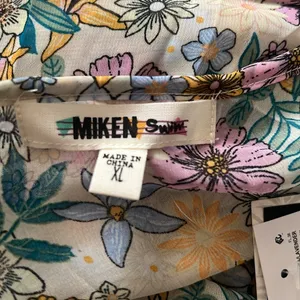 MIKEN' Kimono Cover-Up Swimsuit, Printed Multicolor Juniors’ Size XL thumbnail 3